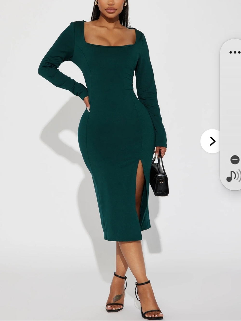 Women's Long Sleeve Scoop Neck Green Dress